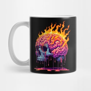 A skull brain on fire illustration Mug